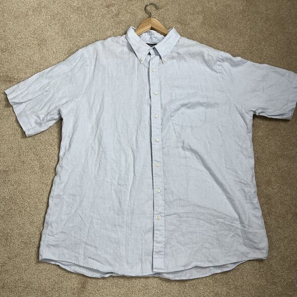 Not for sale Lands End Shirt Mens Light Blue 100% Linen Button XL Tall‎ - Picture 1 of 14